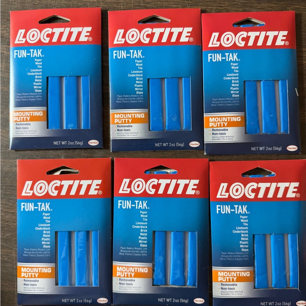Lot of 6 Packs Loctite Fun-Tak Mounting Putty Blue, 2 oz Removable Non Toxic